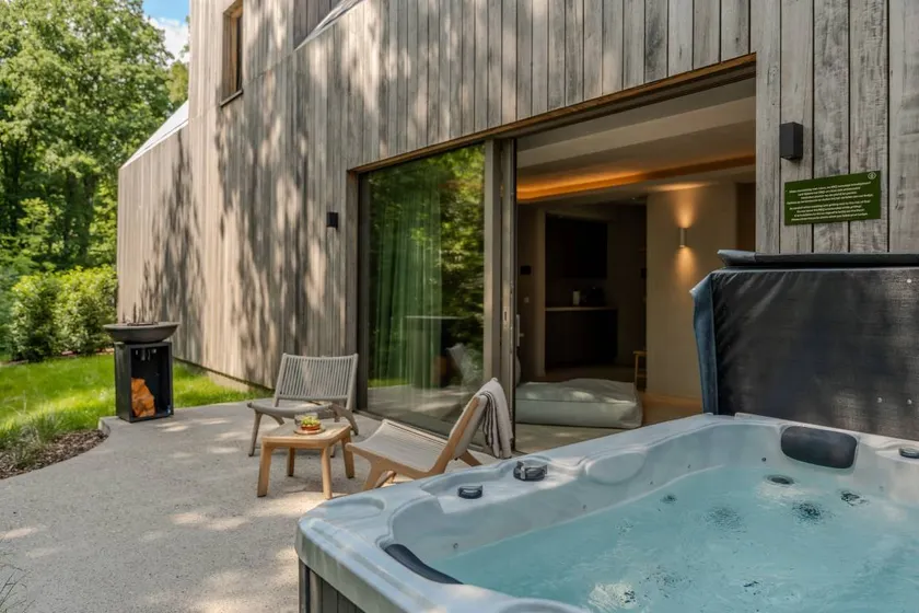 Experience luxury and relaxation in the Wellness Suite, featuring a sauna, jacuzzi, and a serene forest-edge location. - Image 1
