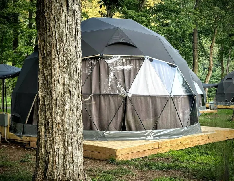 Starlit Geodesic Dome Haven Overlooking a Mountain River in New York’s Catskills - Image 1