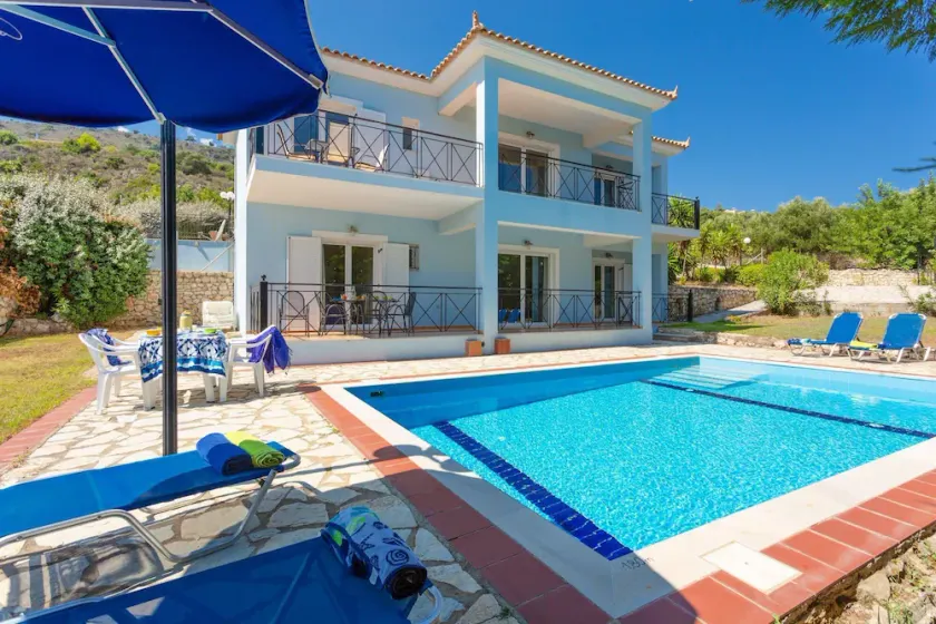 Skala Villa Blue Large Private Pool Walk to Beach Sea Views A C Wifi - 2824 - Image 1