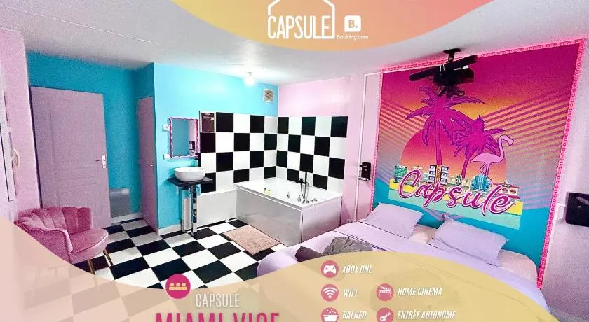 Capsule Miami Vice - Jacuzzi - Billard - Ecran cinéma & Netflix - Ping-Pong - Nintendo & Jeux- - Image 1