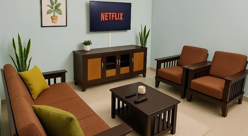 TrueLife Comfort Inn - Near PS4 veg restaurant - On way to Balaji Temple - 2BHK AC apartments - Coffee Tea Milk - Fast WiFi, Kitchen, Dining, Android TV, Parking - Easy access to Airport, Railway Station and to all Temples - Top service with lots of Love - Image 1