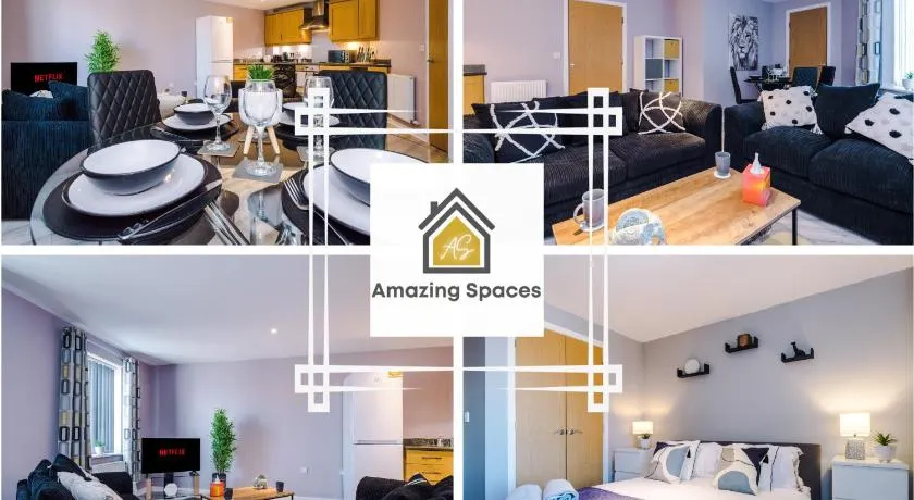 MODERN 2 BEDROOM 2 BATHROOM APARTMENT SLEEPS 4 IN WARRINGTON FOR WORK AND LEISURE WITH PRIVATE PARKING BY AMAZING SPACES RELOCATIONS Ltd - Image 1