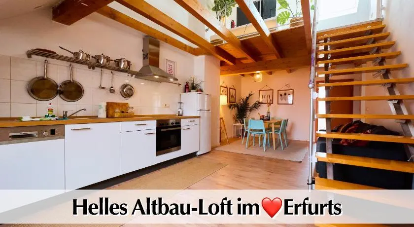 Helle 72qm Maisonette Altbau Wohnung im Herzen Erfurts mit Kingsize Bett, 45 Zoll Smart-TV, Nobilia Küche, 150Mbts WLAN - Nur ein kurzer Spaziergang zur Krämerbrücke - Kostenlose Parkplätze in Laufentfernung - Ausgewählte Empfehlungen für Erfurt inklusive - Image 1