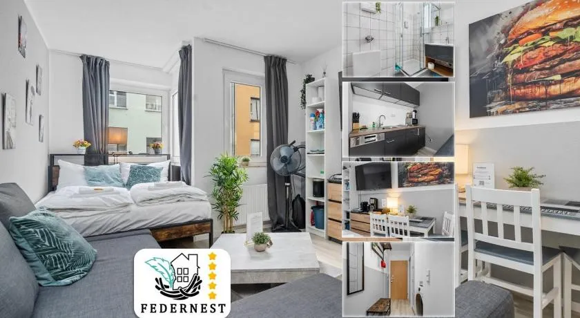 Federnest living Messe Monteure Budget einfache komfortable 2 Personen Vollausstattung WLAN TV 55 Zoll Netflix Hochwertige Küche und Bad - Image 1