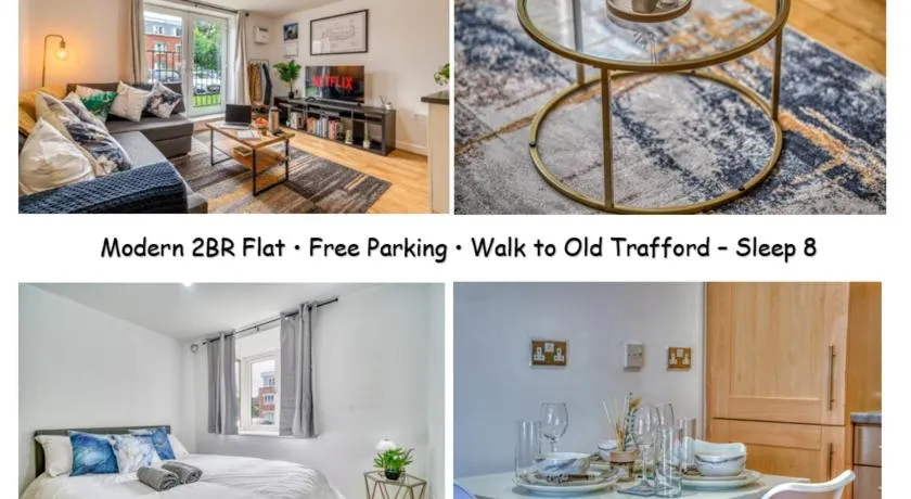 2BR Manchester Flat - Free Parking - Old Trafford - Weekly Rates - Image 1