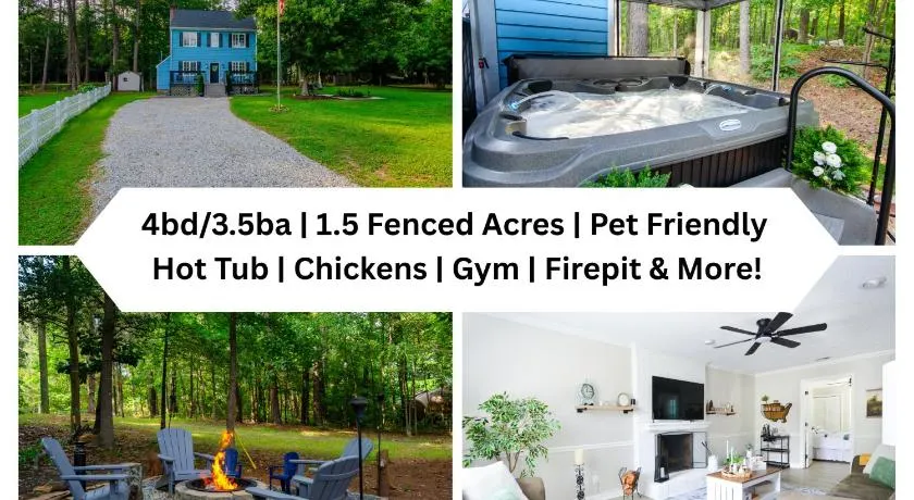 Private 1 Acre Retreat, Spa, Firepit, Gym, Chickens, King Suite, Pets - Image 1