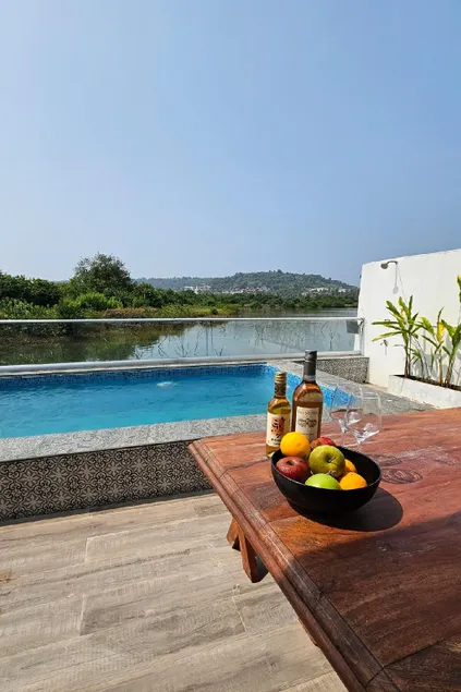 Chic 3BHK w Pvt Pool & Fieldview: BluJam Villa - Image 1