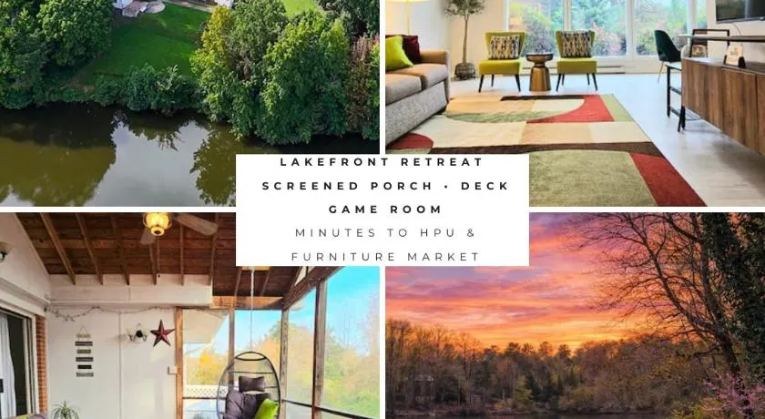 Lakefront Home with Deck Views and Screened Porch - King beds - Game Room - for HPU, Furniture Market - Image 1