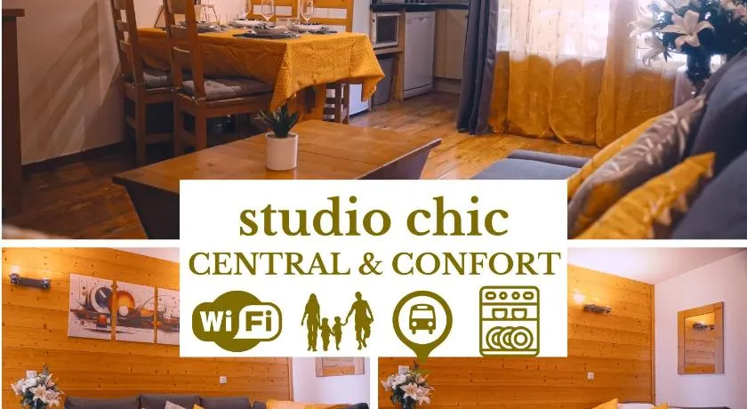 studio chic redécoré avec soin, idéal couples familles ou entre amis,parfait pour cure thermale ou séjour ski, wifi 180 chaines tv parking couvert - Image 1
