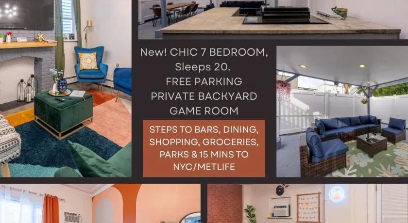 5BR 3BTH House, Steps to Bars, Dining, NYC Access with GameRm, Backyard with BBQ and Parking - Image 1