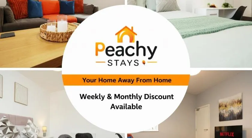 Modern 4 Bedroom House Sleeps 8, 13 Minutes from City Centre, Free Parking And Wi-Fi, Weekly & Monthly Stays, Great Rates Available At Peachy Stays - Image 1