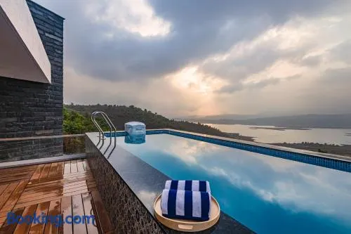 SaffronStays Kaia Waters by Kosha Villas, Pawna - Greek style villa with panoramic view of Pawna lake - Image 1
