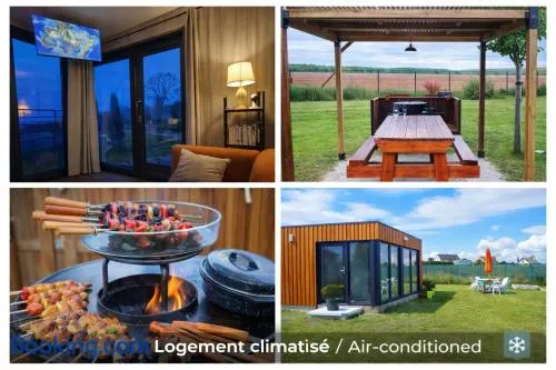 Chalet moderne avec grandes baies vitrées et espace plancha - Image 1
