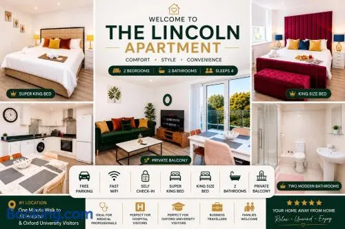 1 Minute Walk to JR John Radcliffe Hospital, The Lincoln Modern 2 bedrooms 2 bathrooms Apartment, Walking Distance to Oxford Brookes University - Image 1