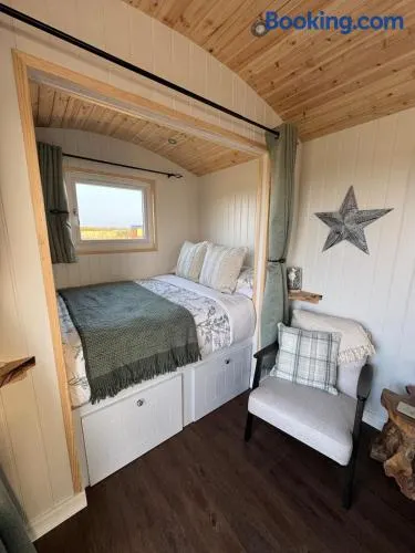 Luxury shepherd hut with hot tub & sea views - Image 1