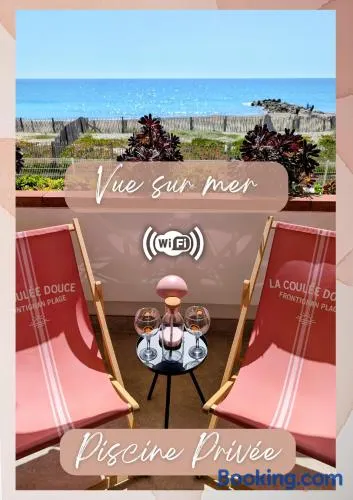 Studio Vue mer, Piscine, Wifi, Climatisation, Parking privé, Terrasse 1ère ligne - La Coulée Douce - Image 1