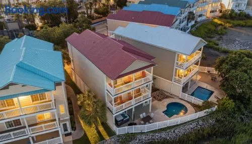 ONE More Cherry on Top - 5BR-4BA Marshfront- Heated Pool, Hot Tub, Elevator, Sleeps 18 - Image 1