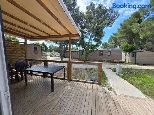 Mobilhome 6 pers 3ch 2SB 2 WC clim lave-vaisselle barbecue sous les pins - Image 1