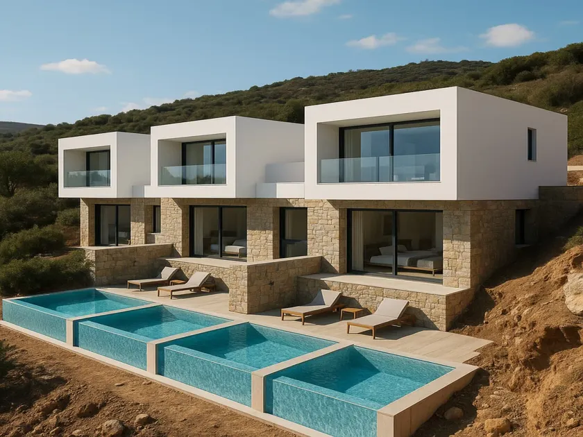 Studio avec terrasse, barbecue et jardin | Vue piscine - Image 1