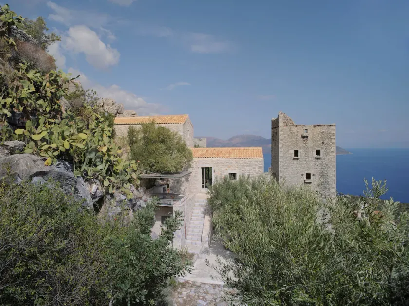 Maina, a traditional hillside house with full sea view in Mani, Peloponnese. - Image 1