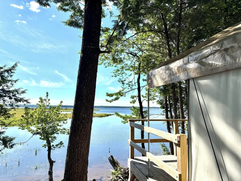 Lakefront Glamping Tent w/ensuite bathroom, King Bed, Fabulous View, near Acadia - Image 1