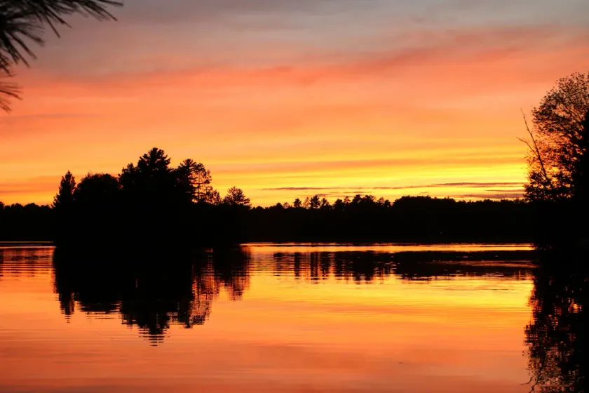 Solnedgang Udsigt Lake Lake på Lake Mohawksin, Sand Frontage - Image 1