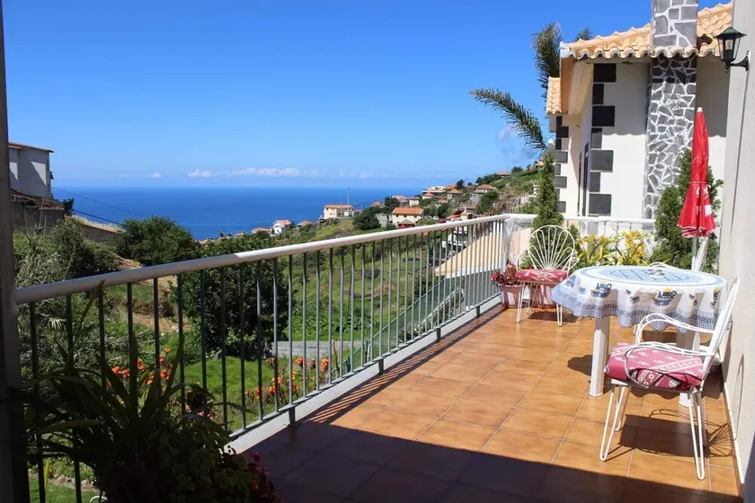 Magnificent view from terrace overlooking the valley down to the sea - Image 1
