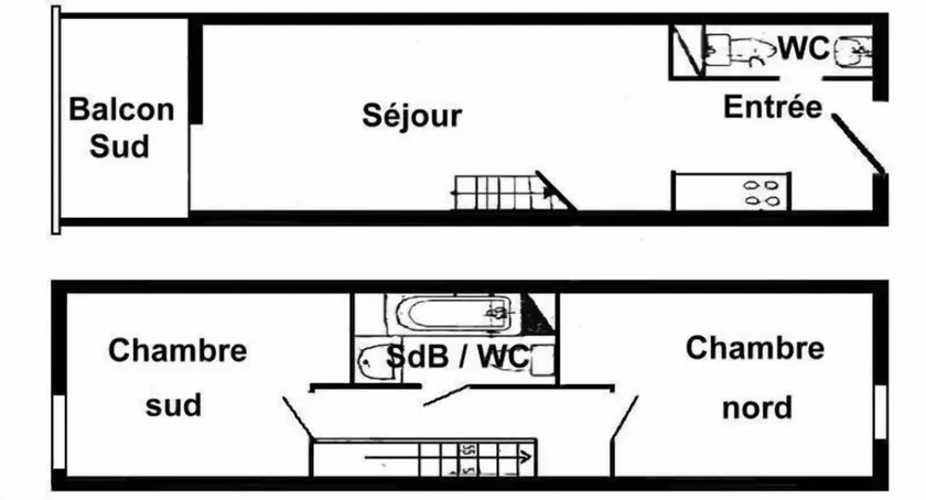 200m from ski slopes, 3rd floor, view ski slopes, balcony, tv, ski locker, 42m², Les Saisies - Image 1