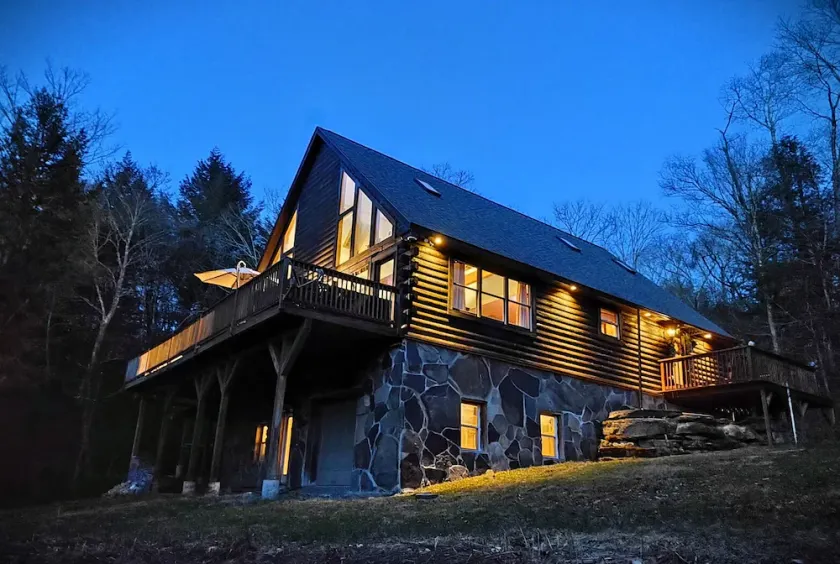 Secluded modern log cabin with picturesque private water fall on 12 acres! - Image 1
