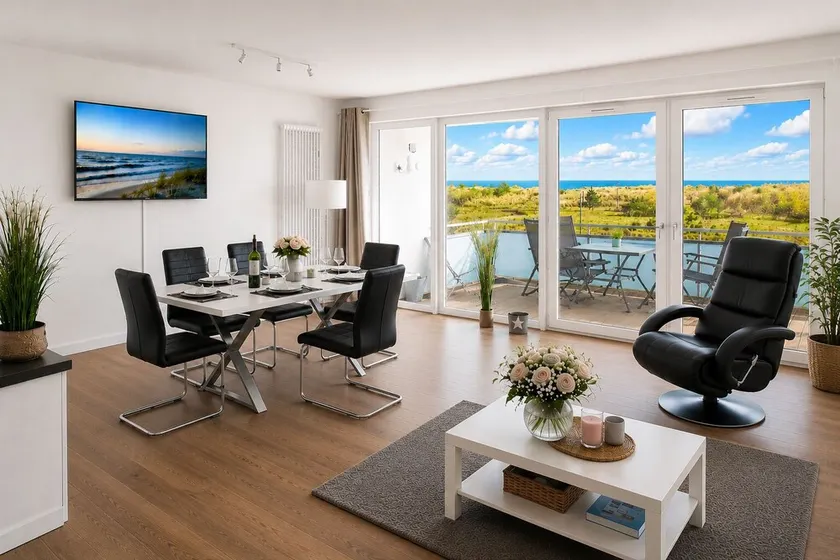 Eksklusiv lejlighed \"havklit\" i direkte strandplacering med balkon med havudsigt NY KONSTRUKTION - Image 1