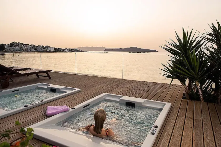 Beachfront Glaros 3 bedroom villa with outside jacuzzi - Image 1