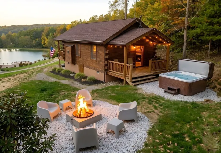 Lake/Pond Front Cabin, Fishing, Hot Tub, Hocking Hills with Own Hiking Trails - Image 1