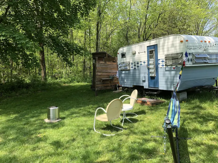 Glamping with sheep in a renovated 1972 Ace camper on 48 acres - Image 1
