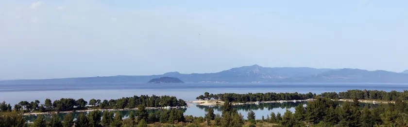 Pefkochori villa with a stunning panoramic view and a waterfall private pool. - Image 1