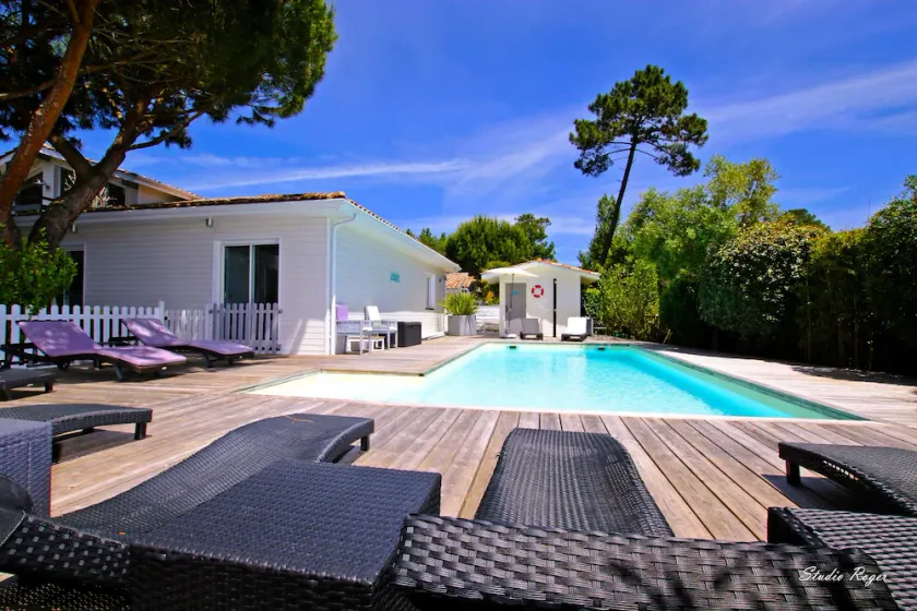 Komfortable Arcachonnaise-Holzvilla mit beheiztem Pool - Image 1