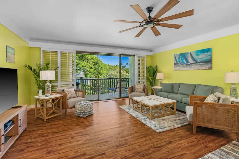 Step to beach New Quiet Kiahuna Plantation Remodeled 2 bedroom condo with A/C - Image 1