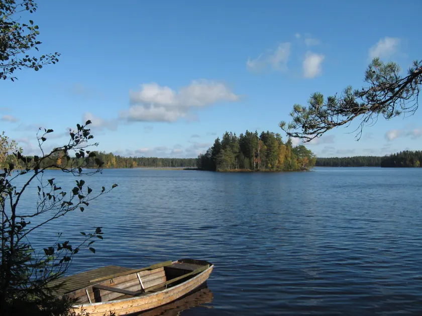 Stort sommerhus med smuk natur nær søen med en båd og sin egen brygge - Image 1