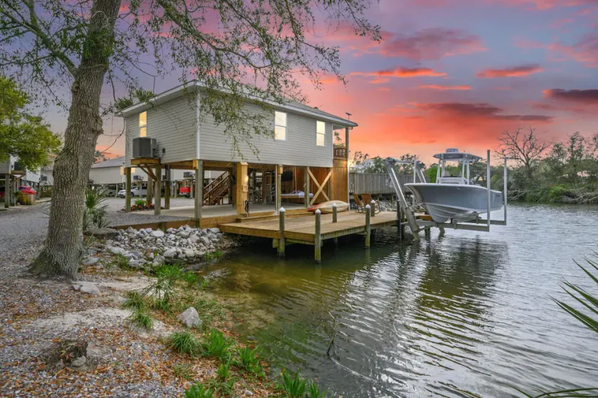 Waterfront on Bon Secour minutes from Gulf Shores Beach Scenic Watercolor Sunset - Image 1