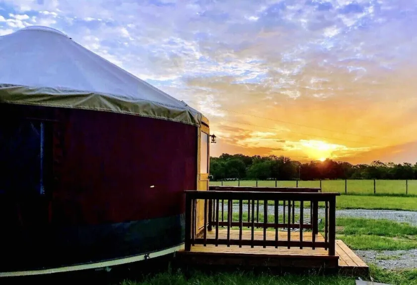 The Bluebonnet Yurt is a romantic yurt getaway with private outdoor shower - Image 1