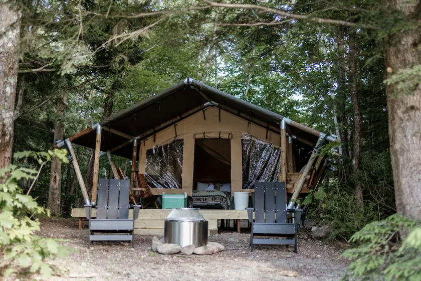 Safari Tent Site 6 | 1 Queen Bed & 1 Twin Bed | Pond View - Image 1