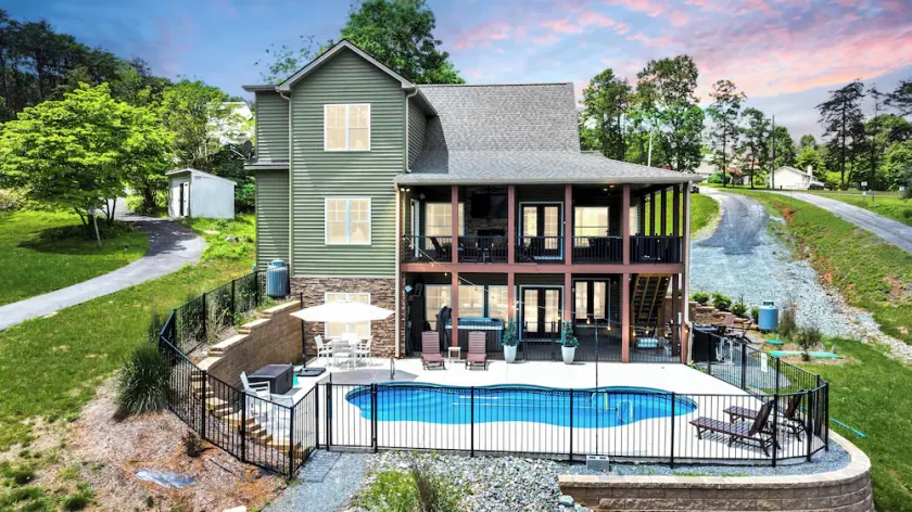 Sandy Bottom Cove, New Lakefront Luxury w/ Covered Decks + Heated Salt Pool, Beach, Hot Tub, Dock! - Image 1