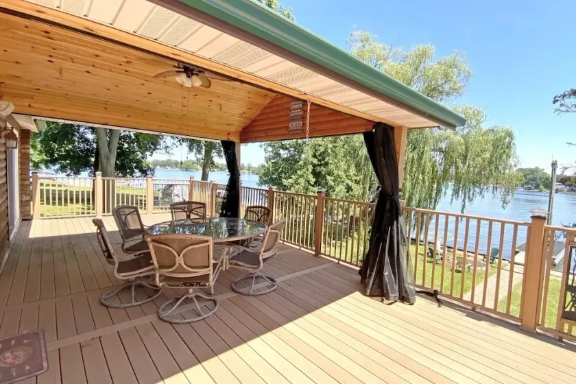Secluded SW Michigan Lake View Log Cabin w/ Fire Pit & Deck on Long Lake - Image 1