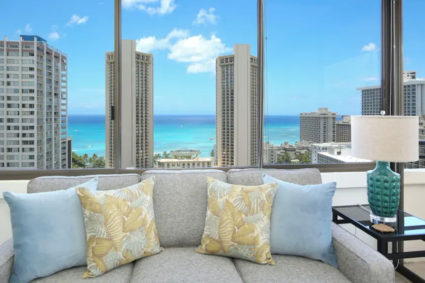Waikiki Ocean View with AC, Full Kitchen, Washer/Dryer, FREE Parking & Wi-Fi! - Image 1