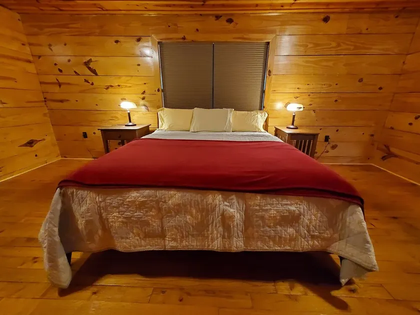 Waterfront cabin with private beach, decks with water views, secluded in trees - Image 1