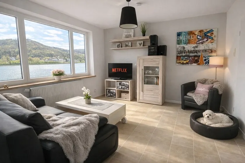 Neu Renovierte Moderne Wohnung am Rhein mit Garten u Burgblick - Image 1