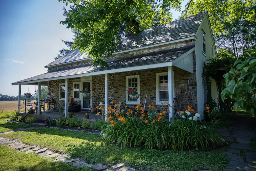 Historic Stone Farmhouse w/ Pool and Wood-Fired Hot Tub on 13-acre Property - Image 1