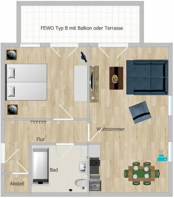 Ferienwohnung Typ B ca. 65 qm mit Balkon Oder Terrasse bis Vier Personen - Image 1