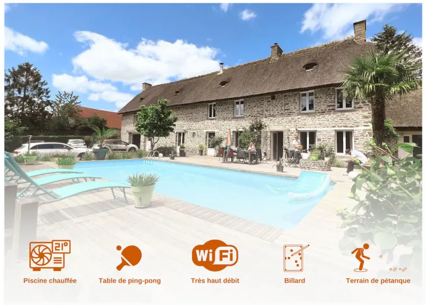Magnificent stone villa with thatched roof and heated swimming pool - Image 1