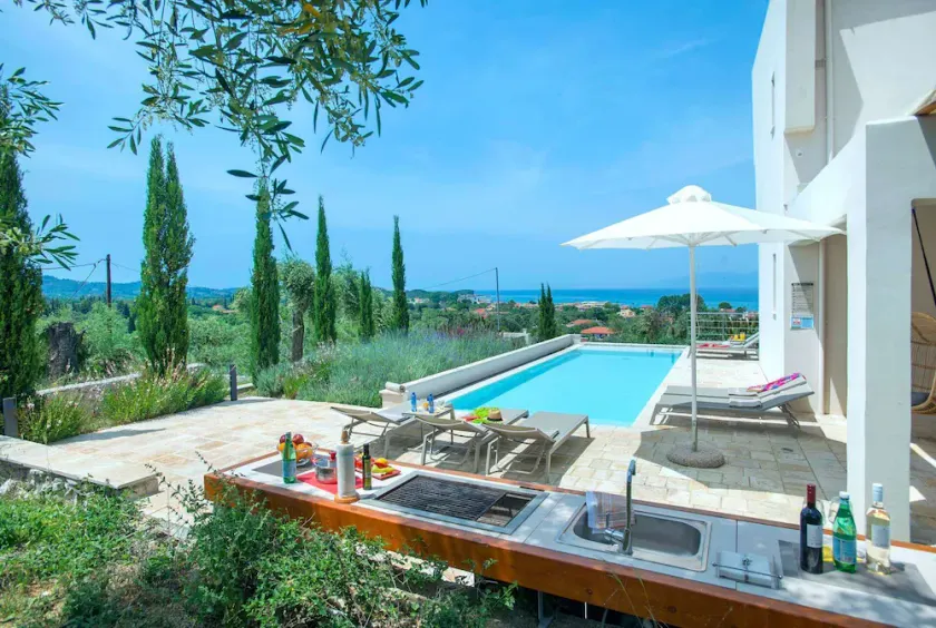 Contemporary Villa, A/C, Private Pool & Fabulous Sea Views 15mins walk to Acharavi or Roda Beach! - Image 1