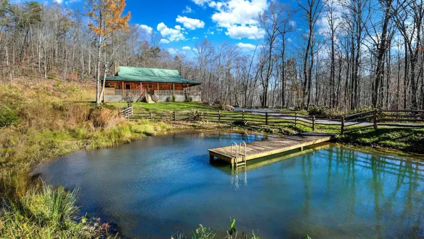 Charming Blue Ridge Cabin Private Pond and Waterfall Deer Haven by Avantstay - Image 1